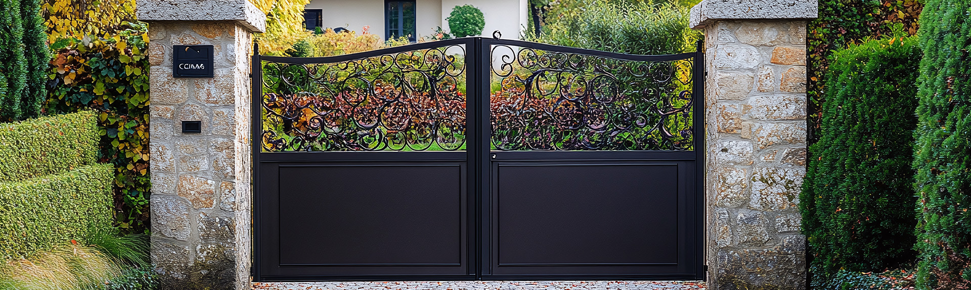 portail en fer forgé noir